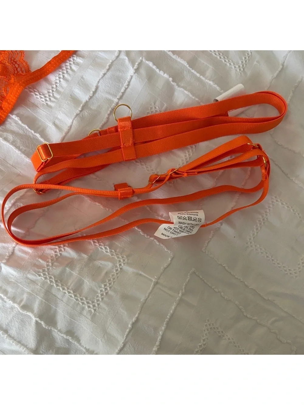 Lace Bralette & Garter Lingerie Set - Orange